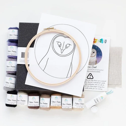 Painting with Wool Needle Felting Kit - Dani Ives' Barn Owl Painting With Wool Needle Felting Kit - Dani Ives' Barn Owl -Sewing Textile Store FSS KIT11b 56313.1683230865