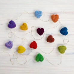 Sculpting With Wool Needle Felting Kit - Rainbow Heart Garland