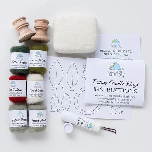 Sculpting with Wool Needle Felting Kit - Festive Candle Rings Sculpting With Wool Needle Felting Kit - Festive Candle Rings -Sewing Textile Store FSS SWW 24c 67166.1688663096