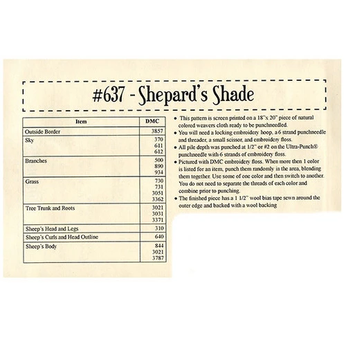 Punch Needle Pattern - Shepherd's Shade Punch Needle Pattern - Shepherd's Shade -Sewing Textile Store TTB PAT 637b 34768.1589379117